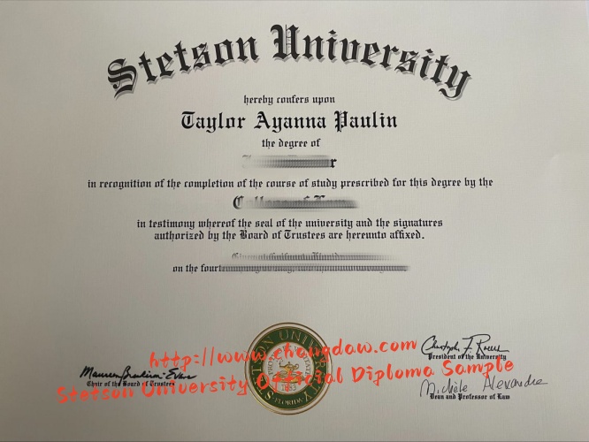 Stetson University official diploma sample USA