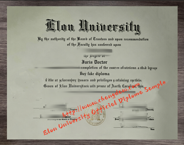 Elon University official diploma sample United States