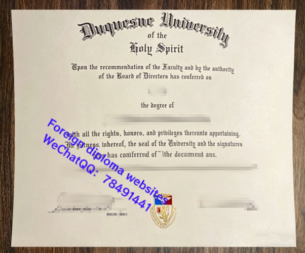 Duquesne University official graduation diploma sample United States
