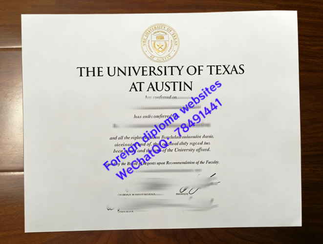 The University of Texas at Austin official graduation diploma sample United States