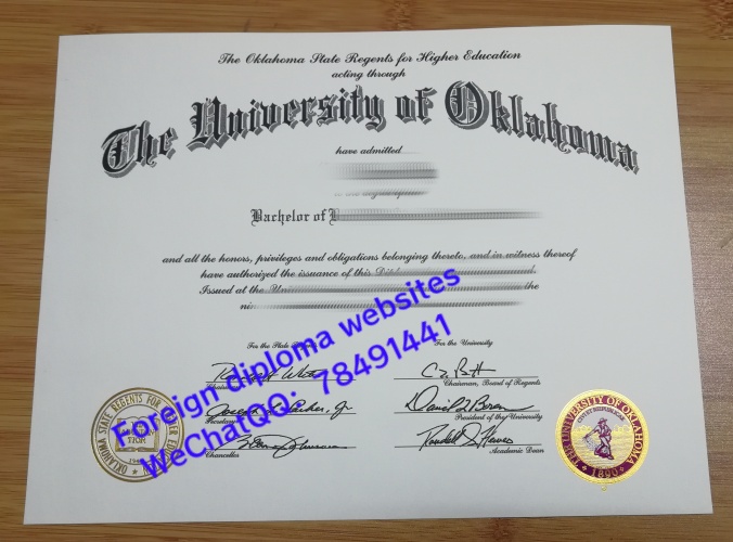 University of Oklahoma official graduation diploma sample Norman USA Oklahoma