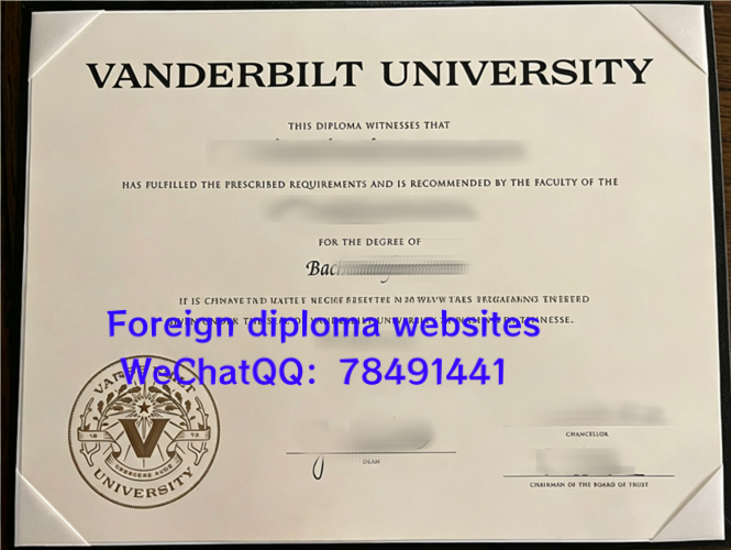 Vanderbilt University official diploma sample Nashville Tennessee USA bachelor master phd degree certificate