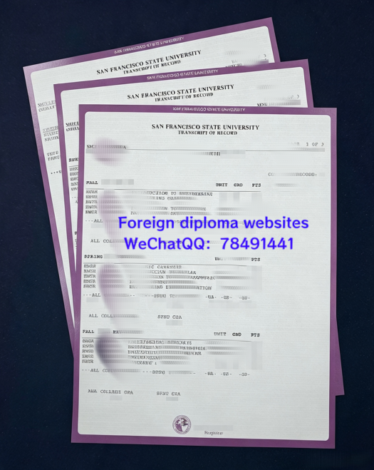 San Francisco State University transcript sample  USA San Francisco State University student credit grade record