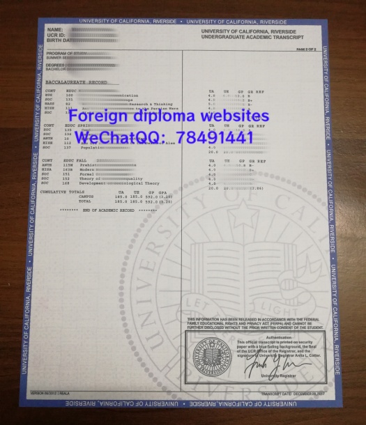 University of Southern California transcript sample  USA University of Southern California student credit grade record